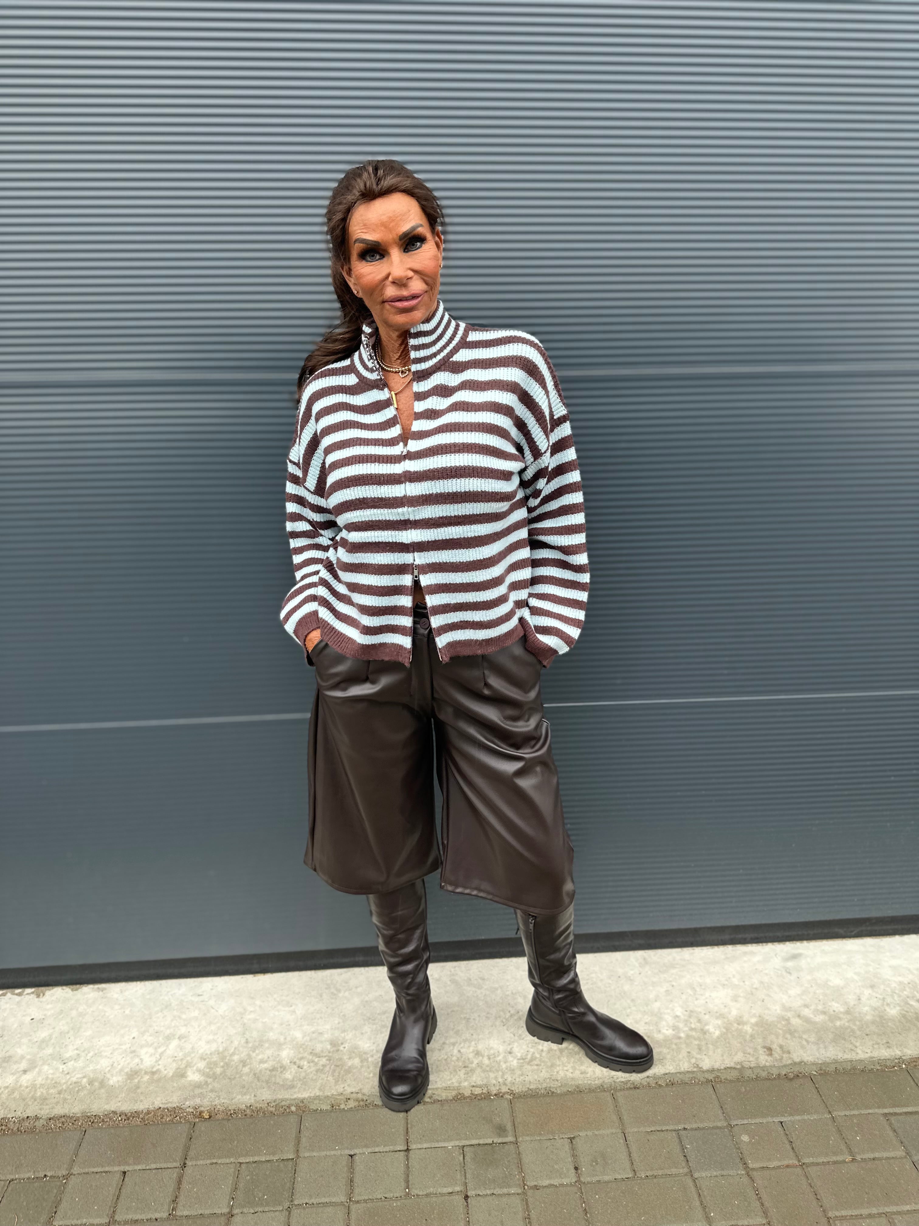 Vest "Stripes" Dubbele rits blauw