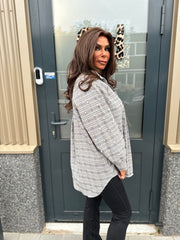 Lange Blouse "geruite parel" grijs