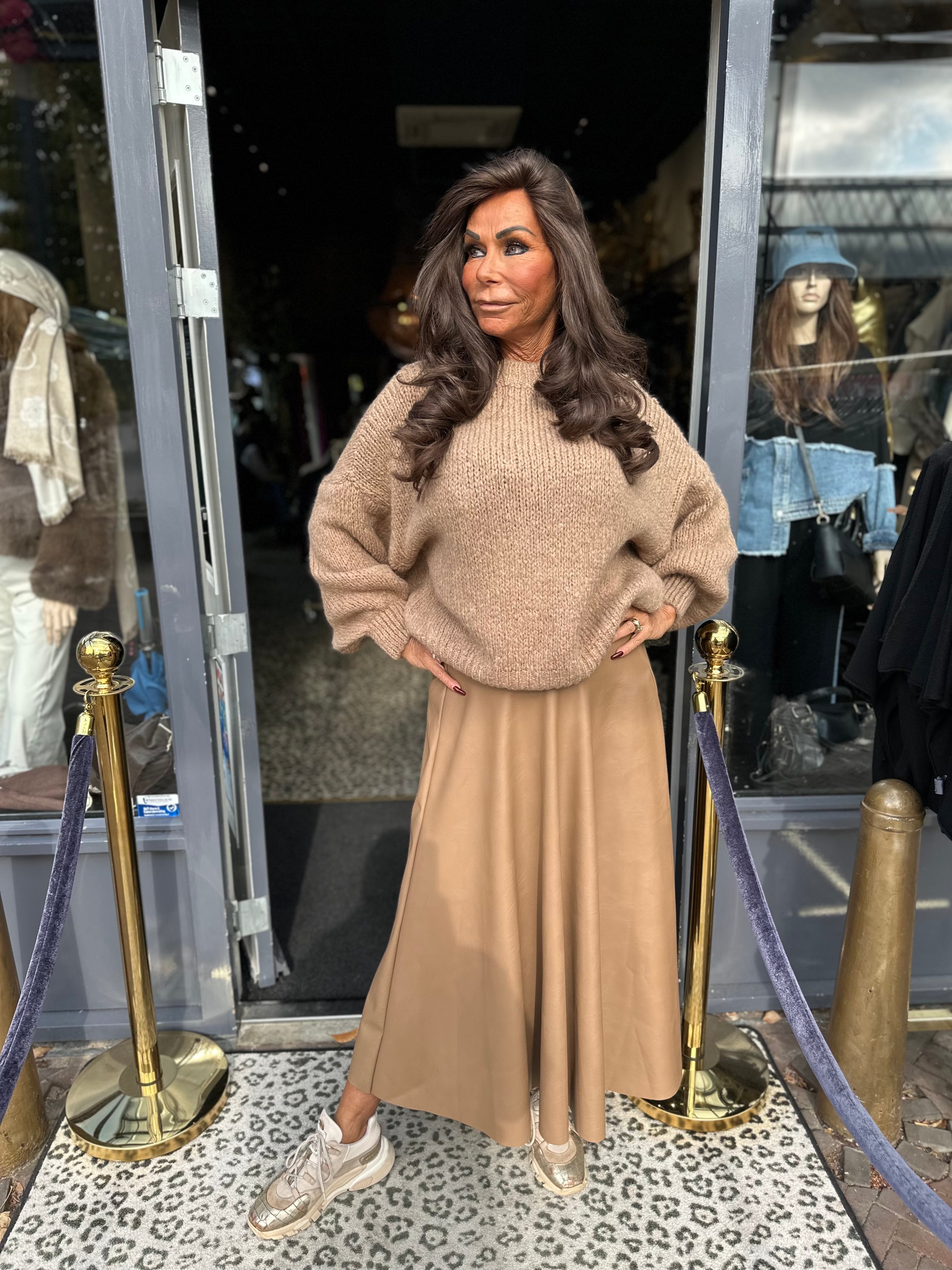 Leren rok "Poppy" Camel