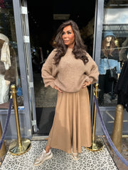 Leren rok "Poppy" Camel