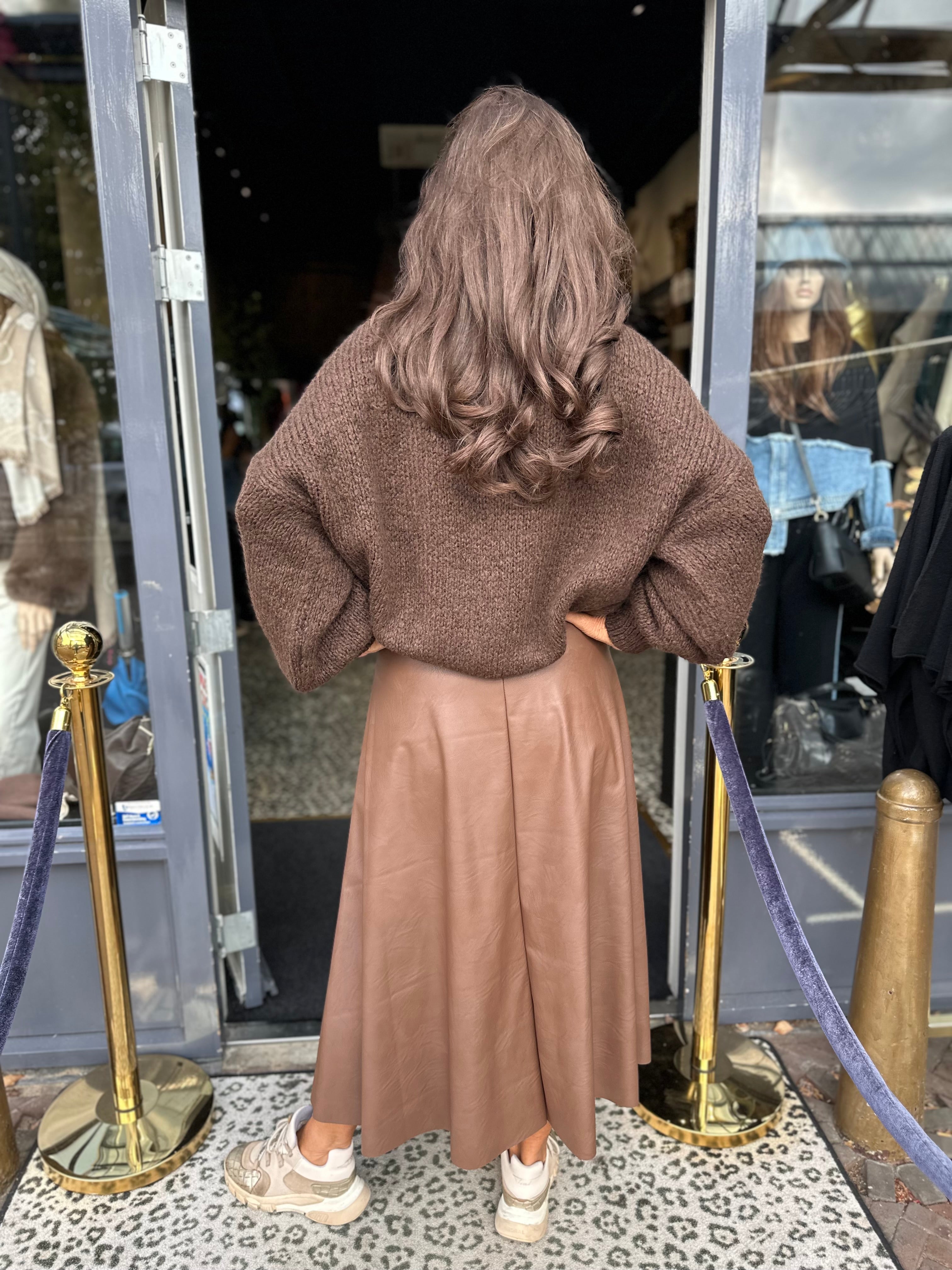 Leren rok "Poppy" Donkerbruin