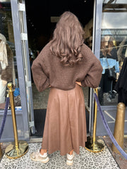 Leren rok "Poppy" Donkerbruin