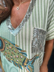 Lurex Jurk "Sea" groen
