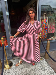 Jurk "streepjurk Hola" Roze/bruin