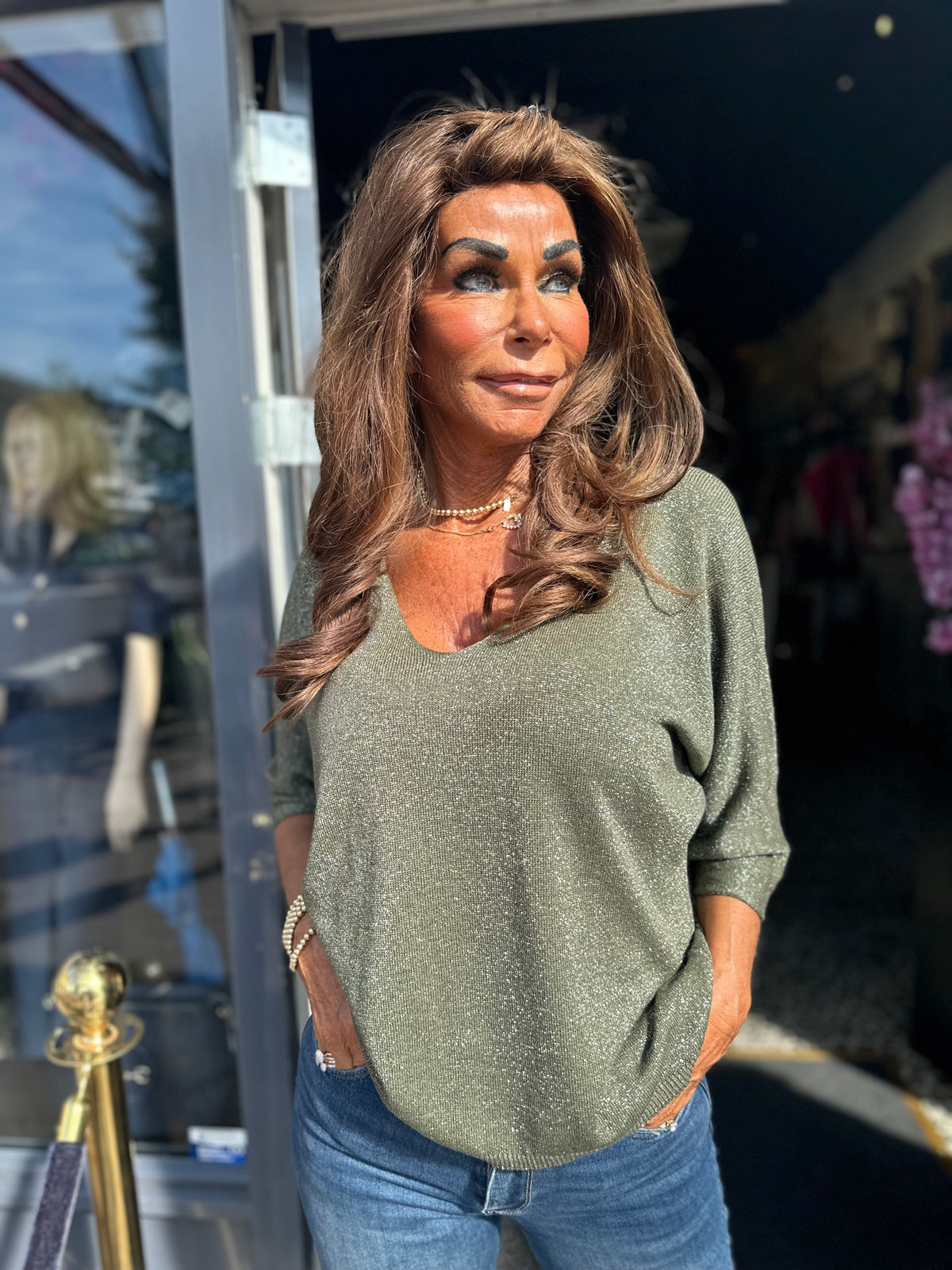 Top lurex "Mila" legergroen