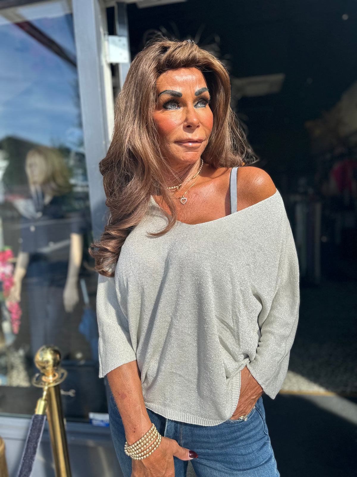 Top lurex "Mila" zilver