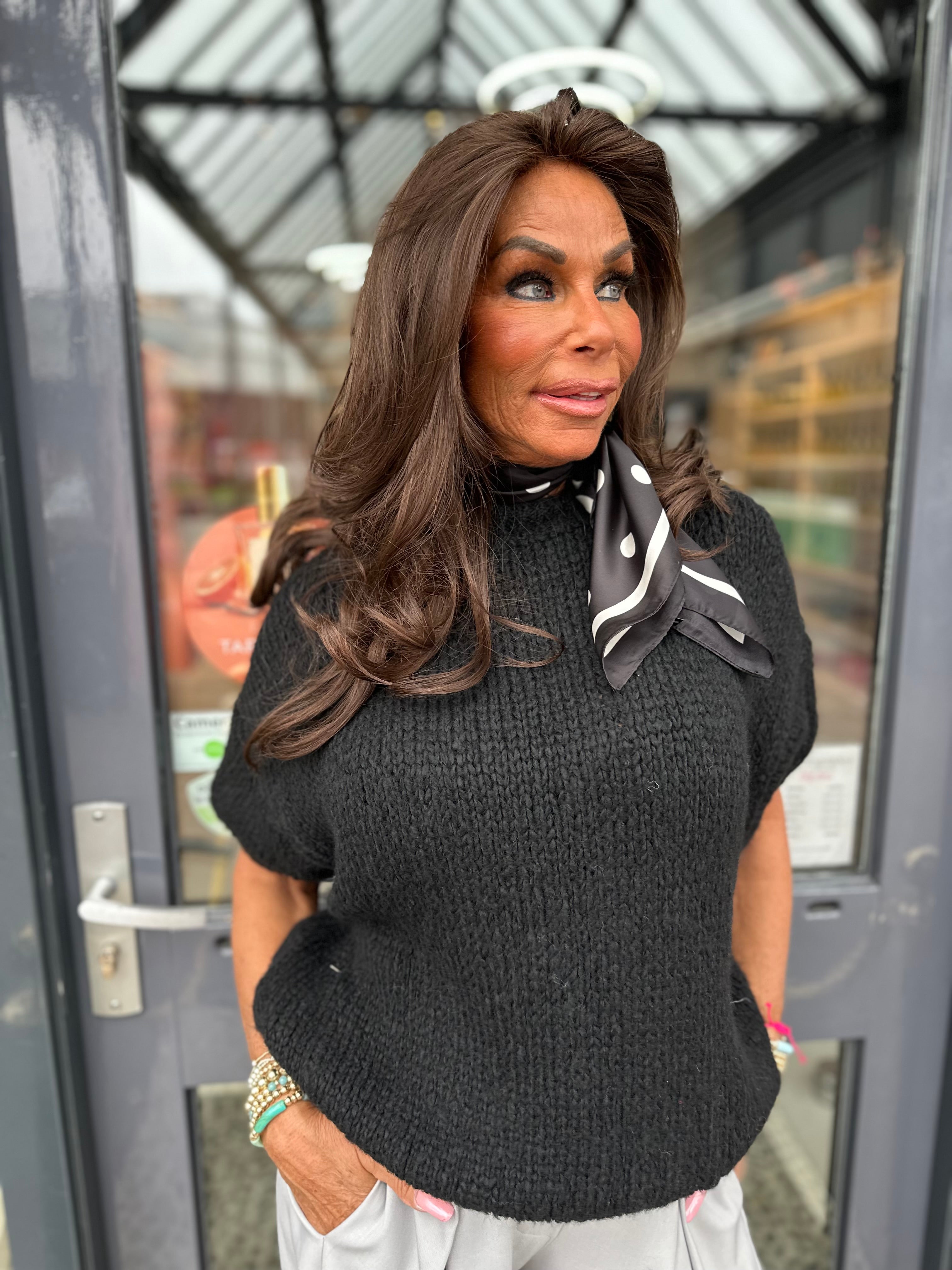 knitted korte mouw Zwart