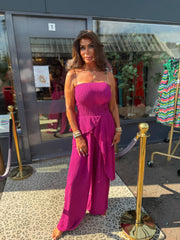 Strapless lurex jumpsuit “Yada” Cyclaam