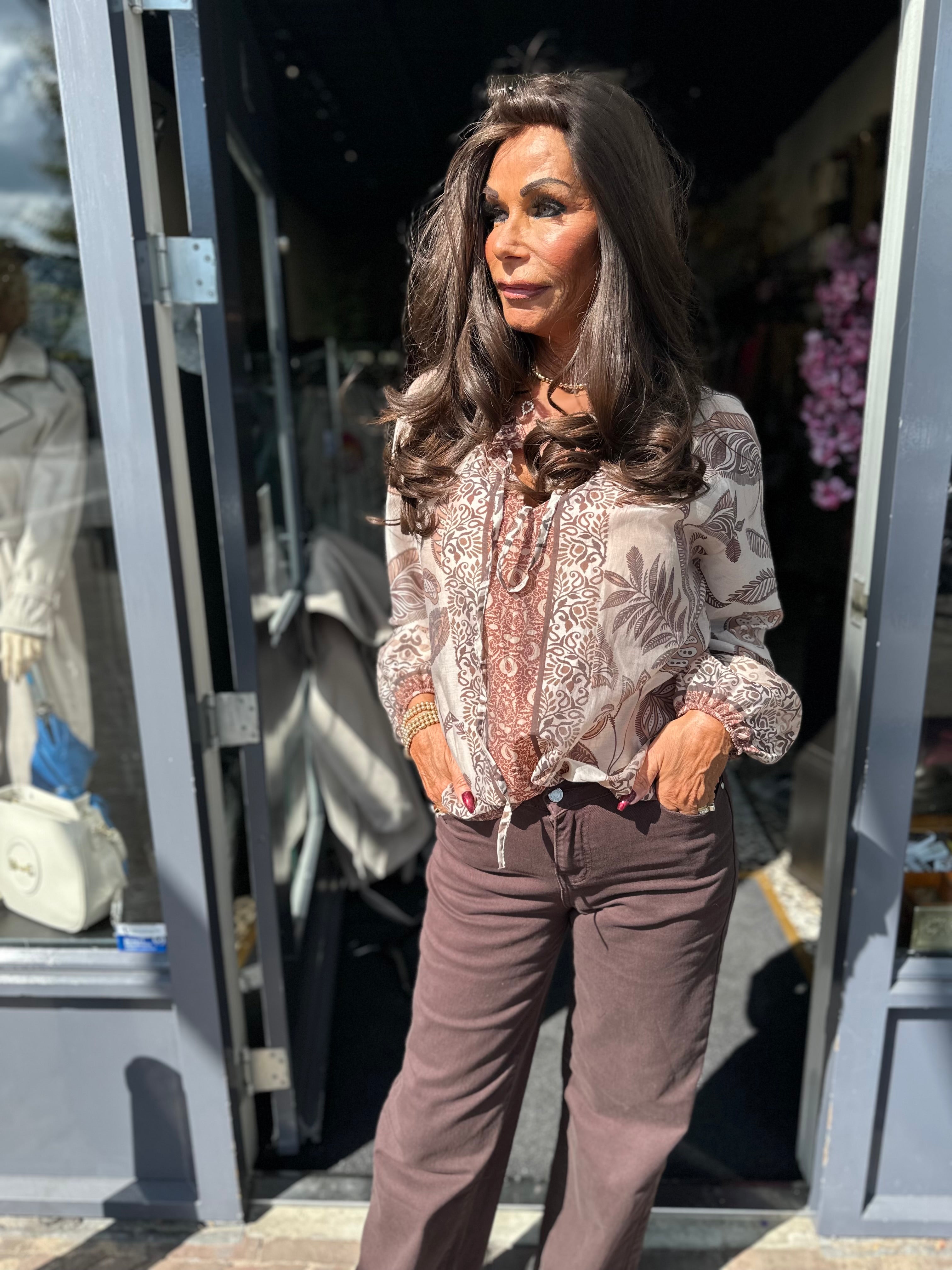 Blouse "Dina" Bruin/Créme
