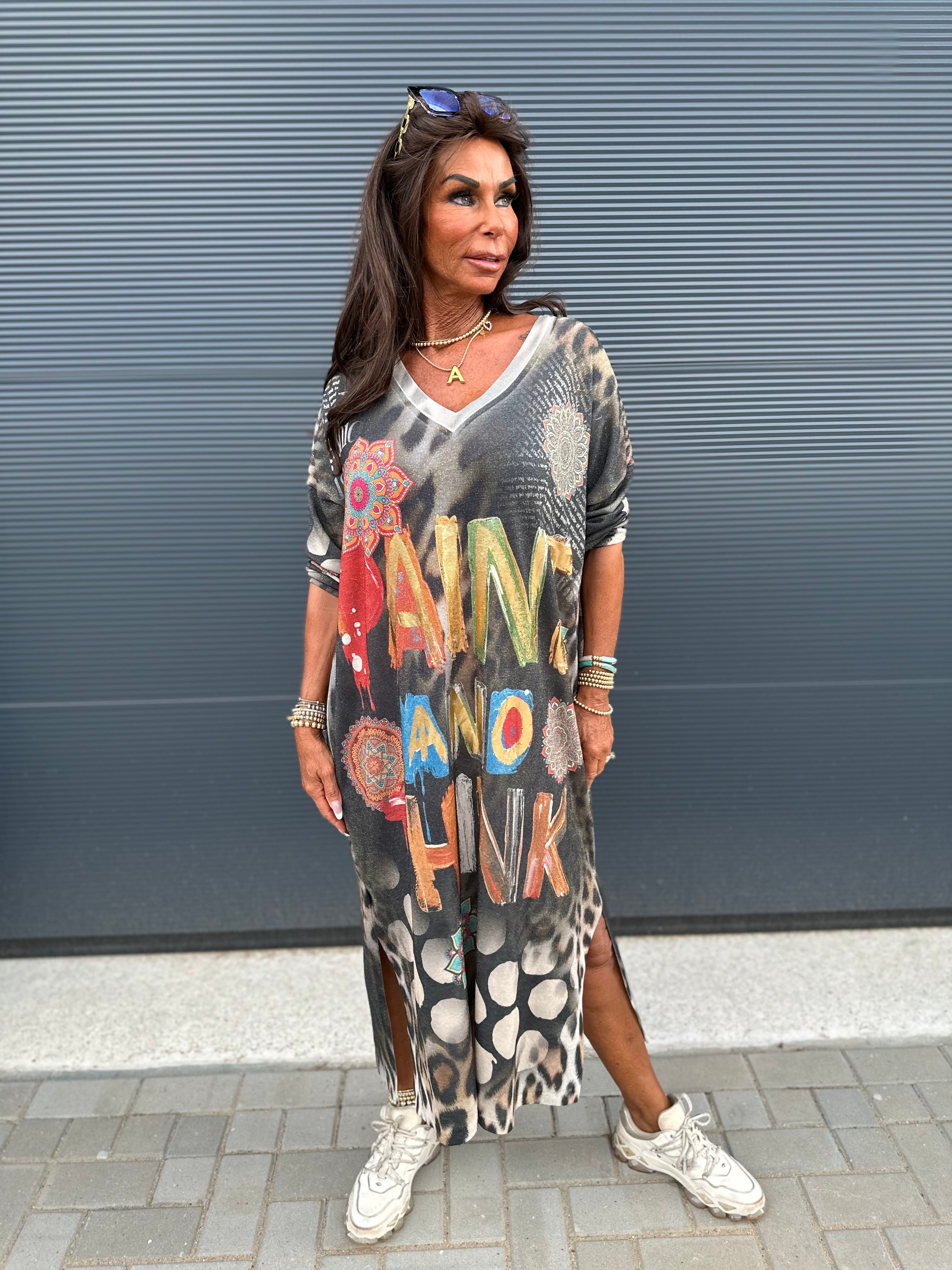 Lurex Jurk lange mouw “Paint”