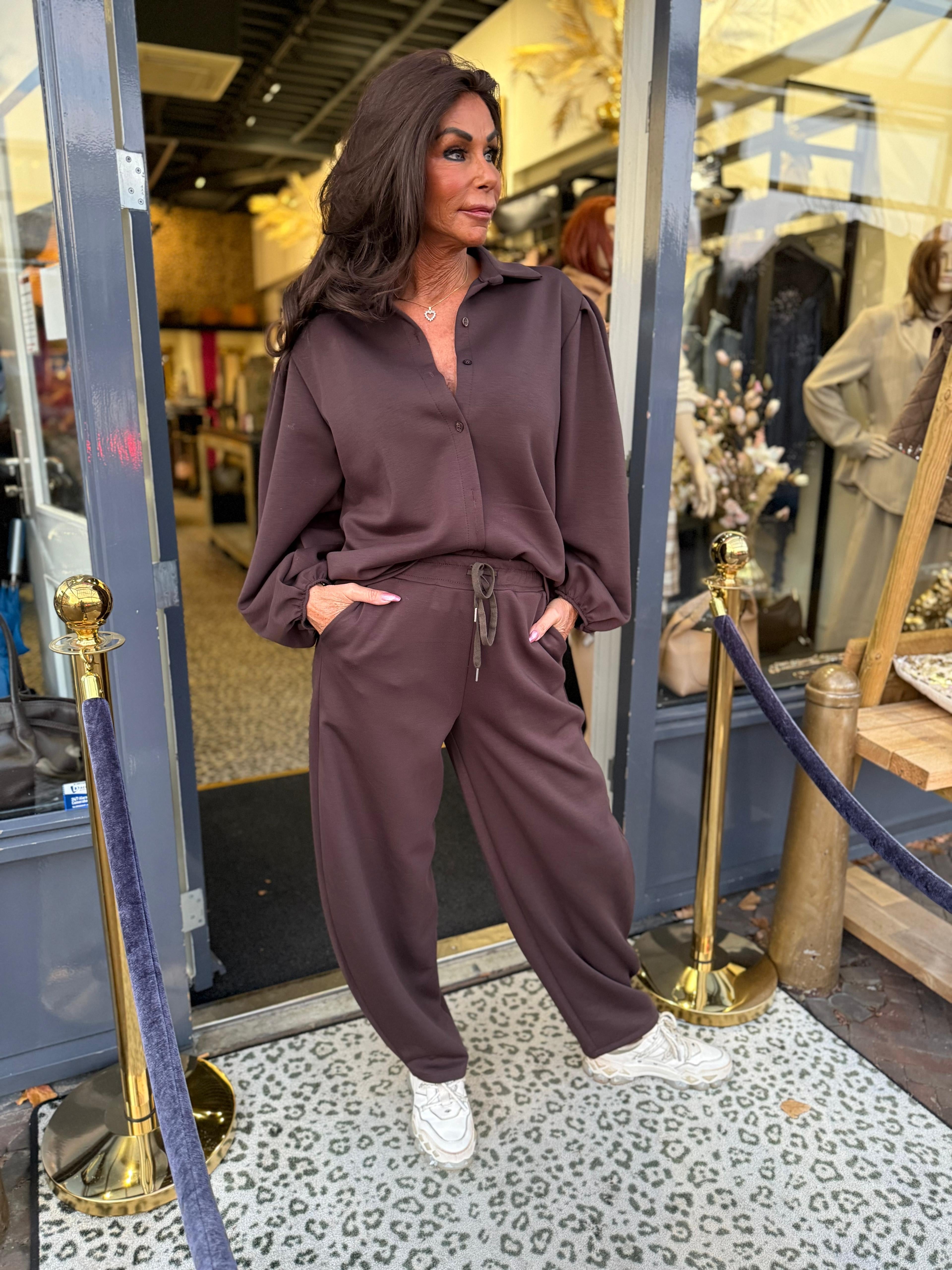 Comfy broek "Ballon" Donkerbruin