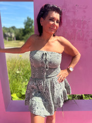 Playsuit kort "hydrofiel" print legergroen