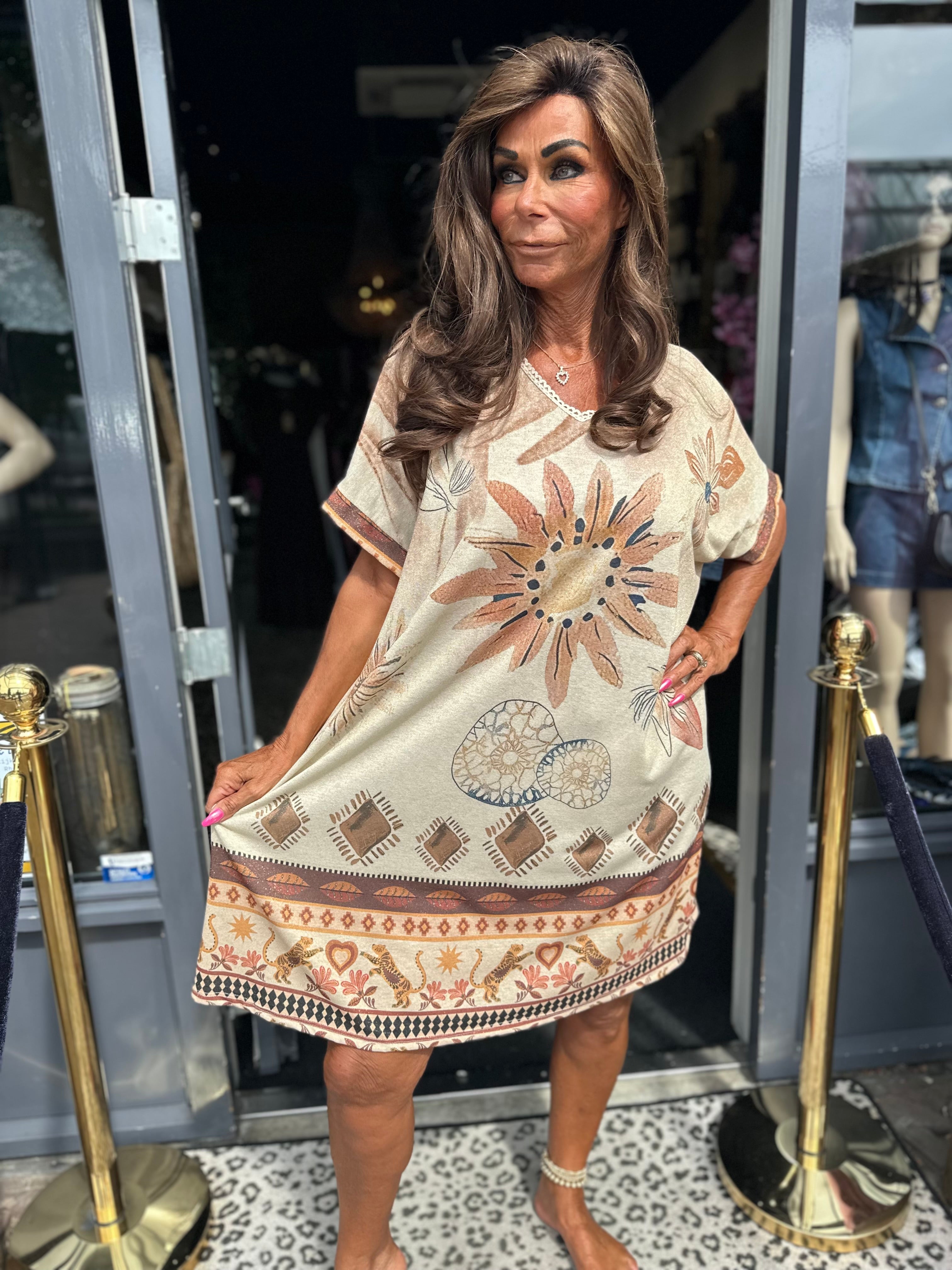 Lurex Jurk "tiger" kort