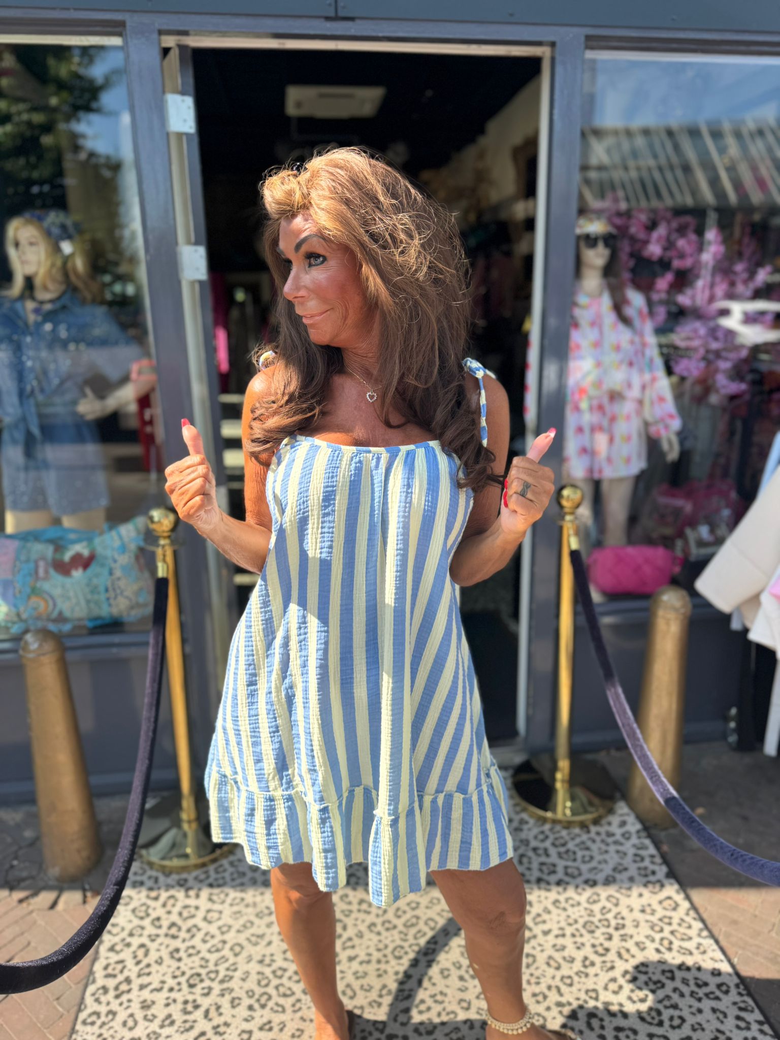 Jurkje "Indy" blauw gestreept