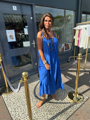 Lange Viscose jurk "Emily" kobaltblauw