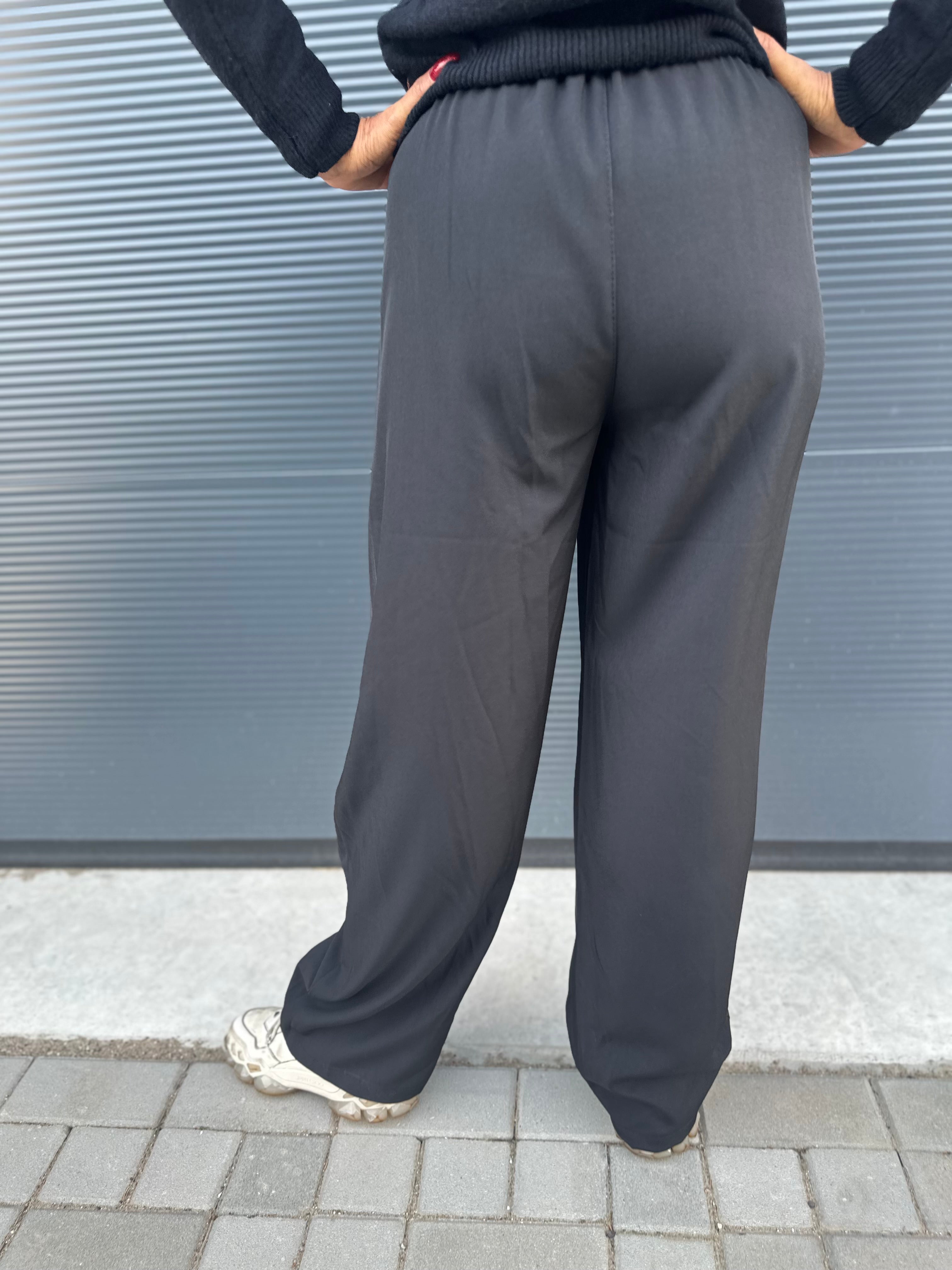 Plooien Pantalon ballon wide zwart