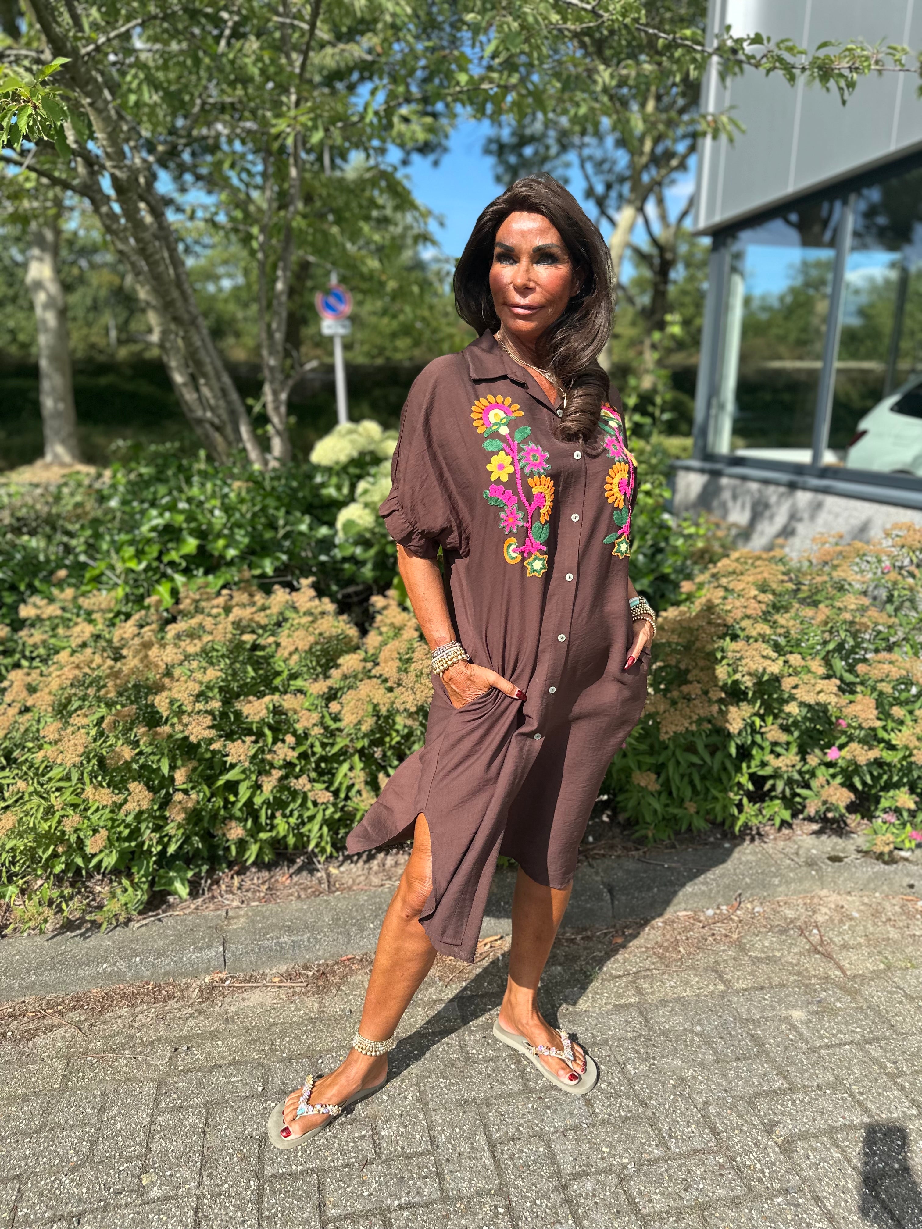 Viscose Jurk "Mila" donkerbruin