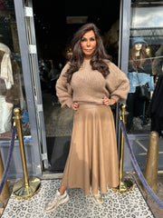 Leren rok "Poppy" Camel