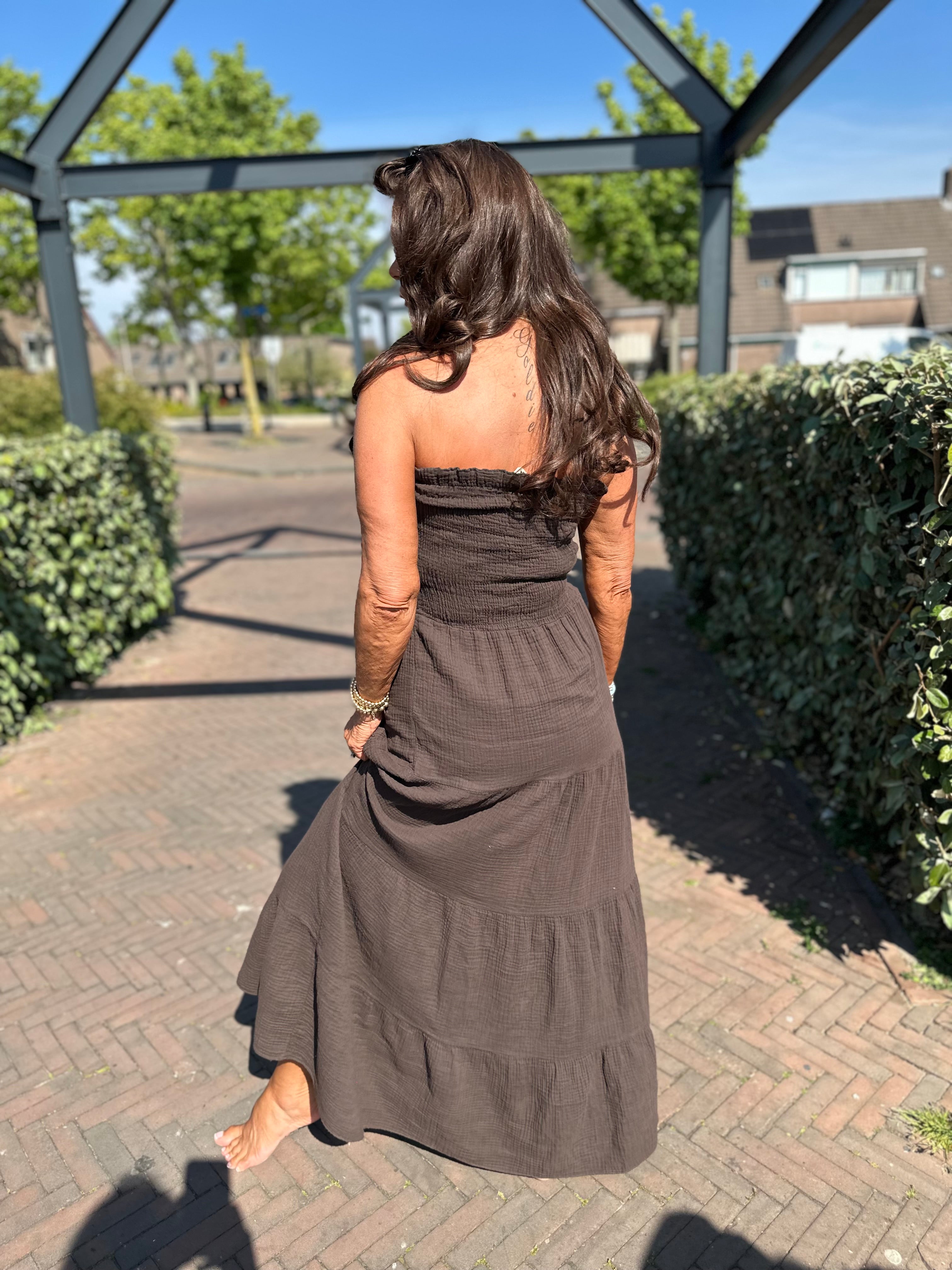 Strapless hydrofiele jurk "Party" donkerbruin