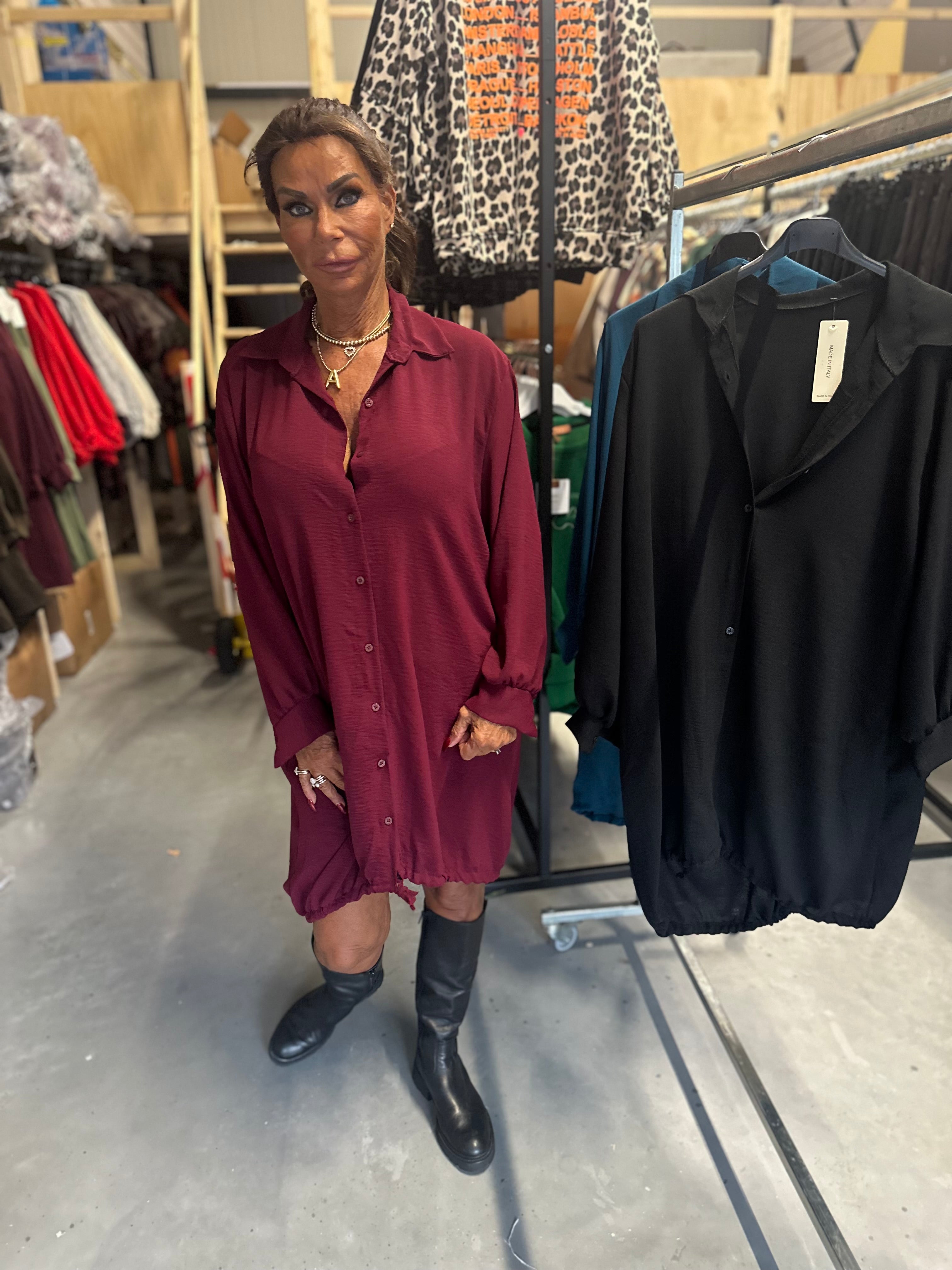 Blouse jurk "Novalee" bordeaux