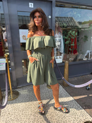 Korte jumpsuit "la vida" Legergroen