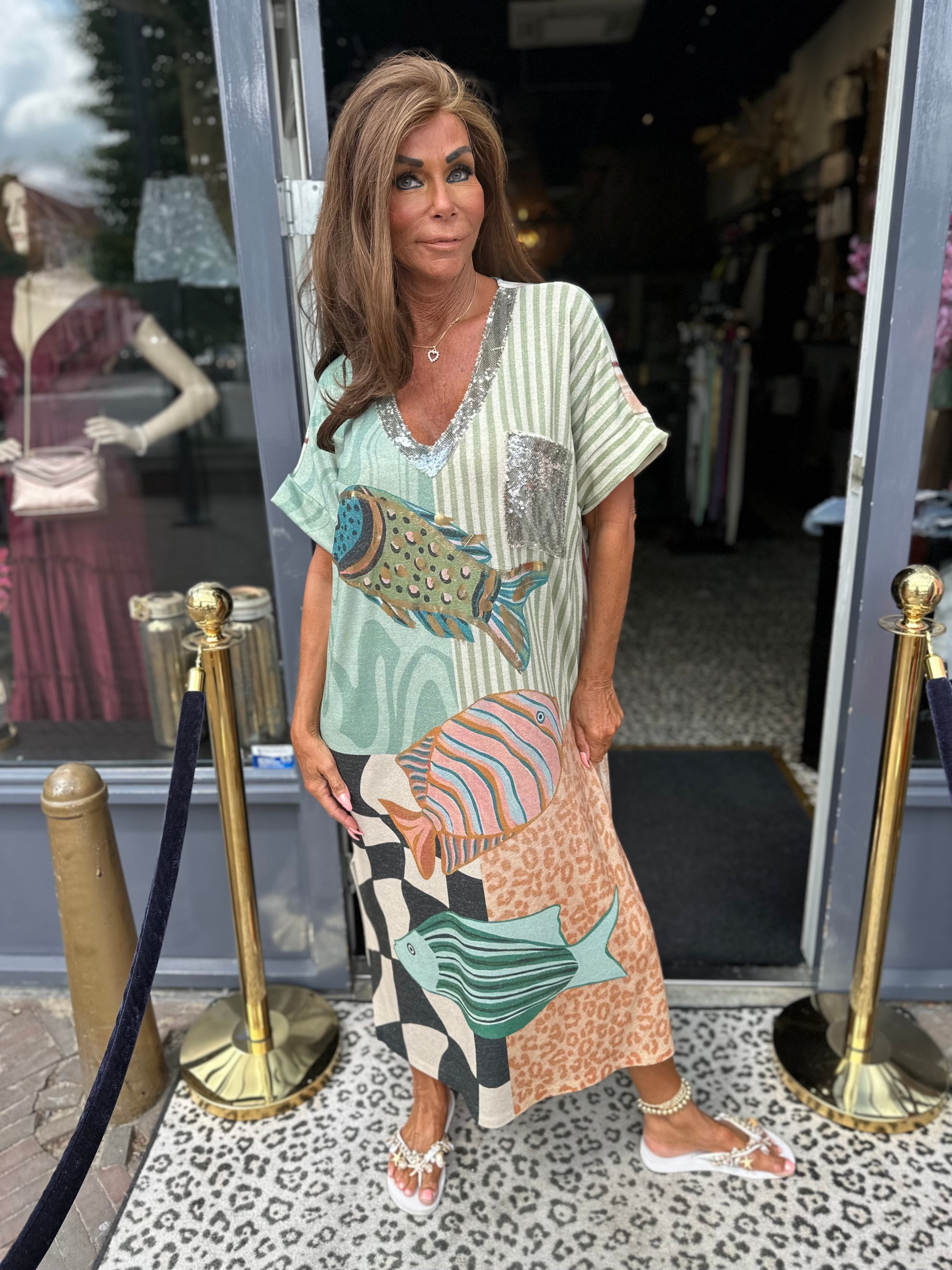 Lurex Jurk "Sea" groen