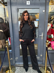 trui kanten mouw "Robyn" Zwart