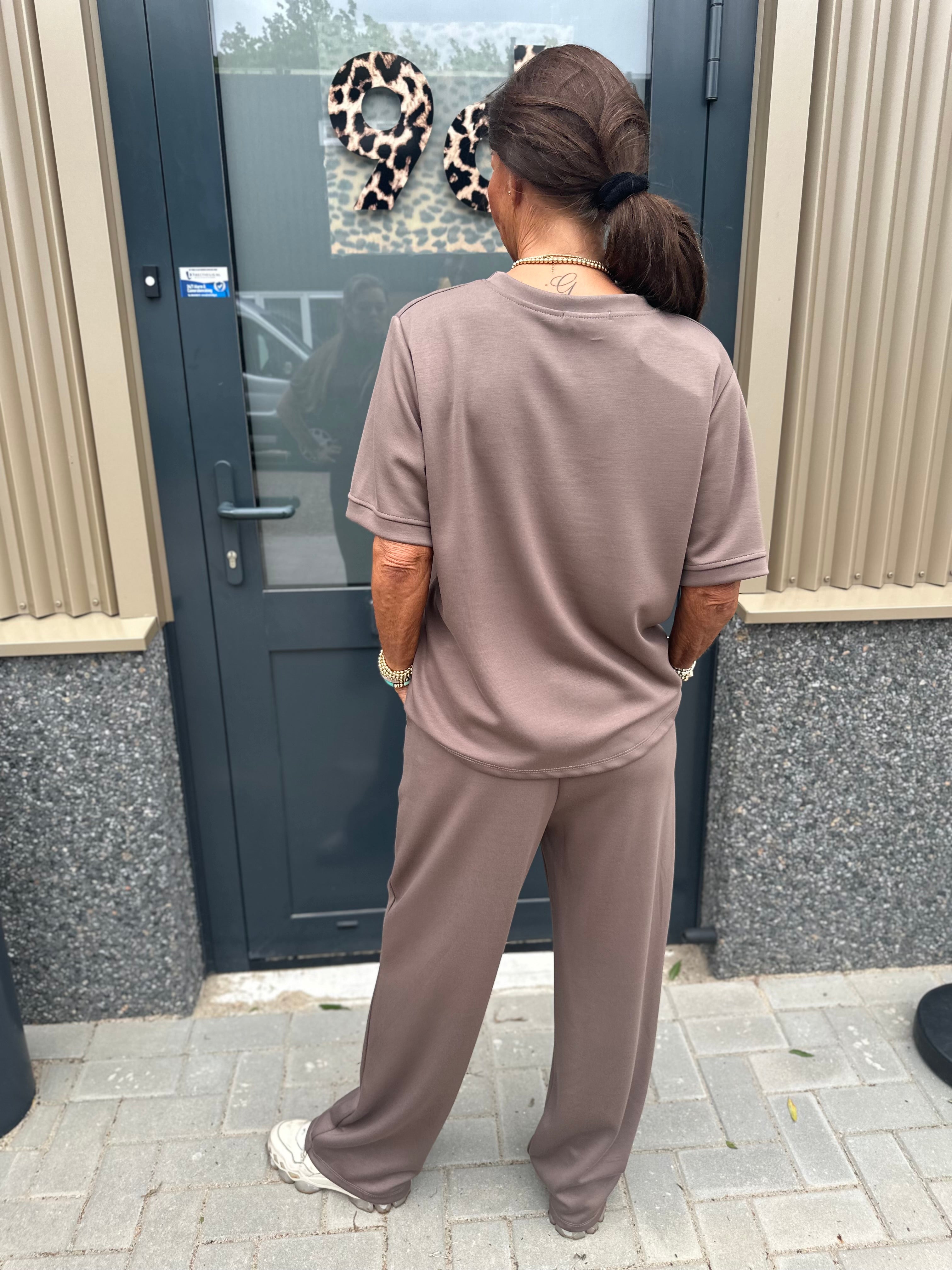 2 delig joggingset palmtree taupe