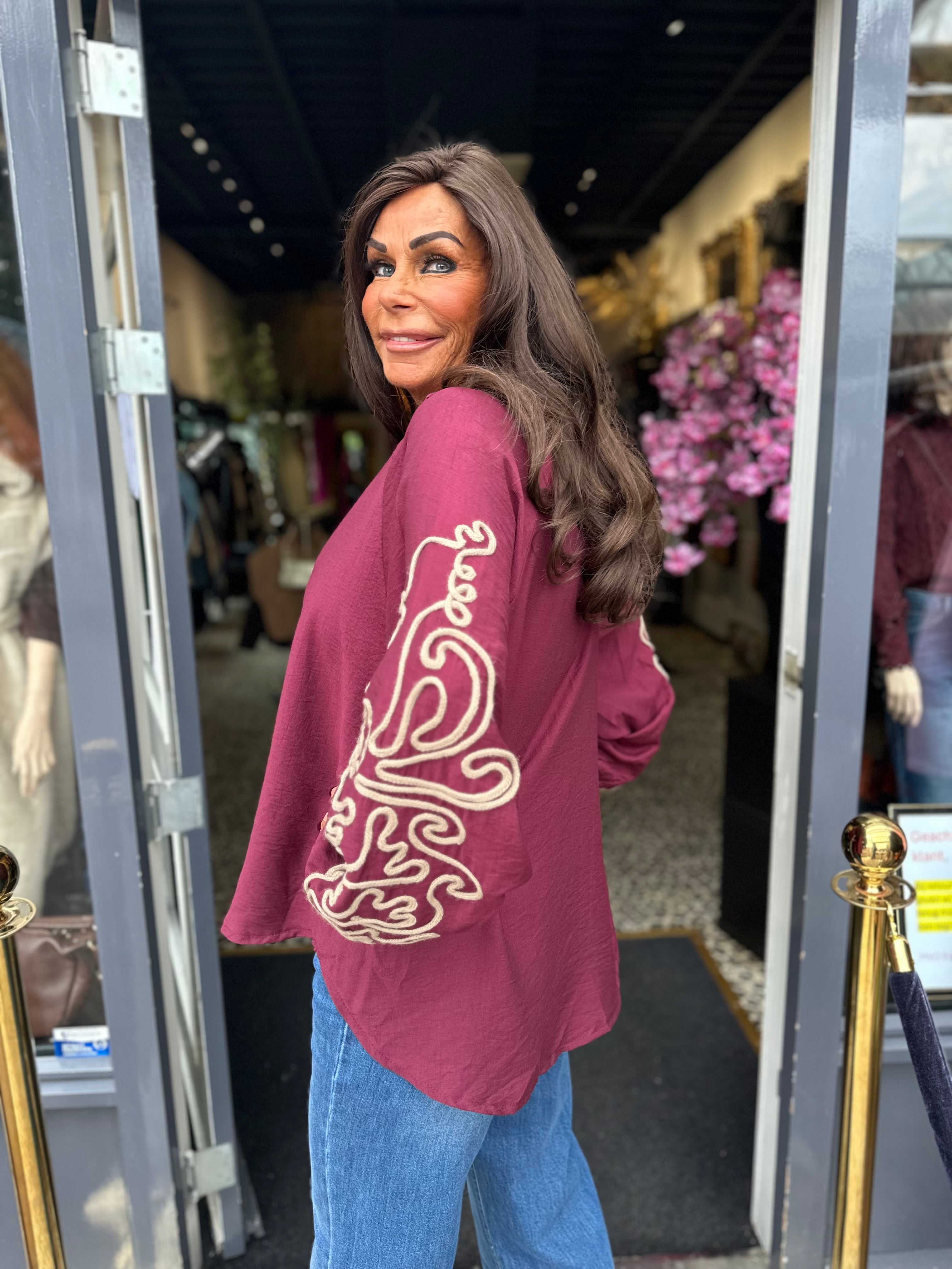 Blouse "Broderie" bordeaux