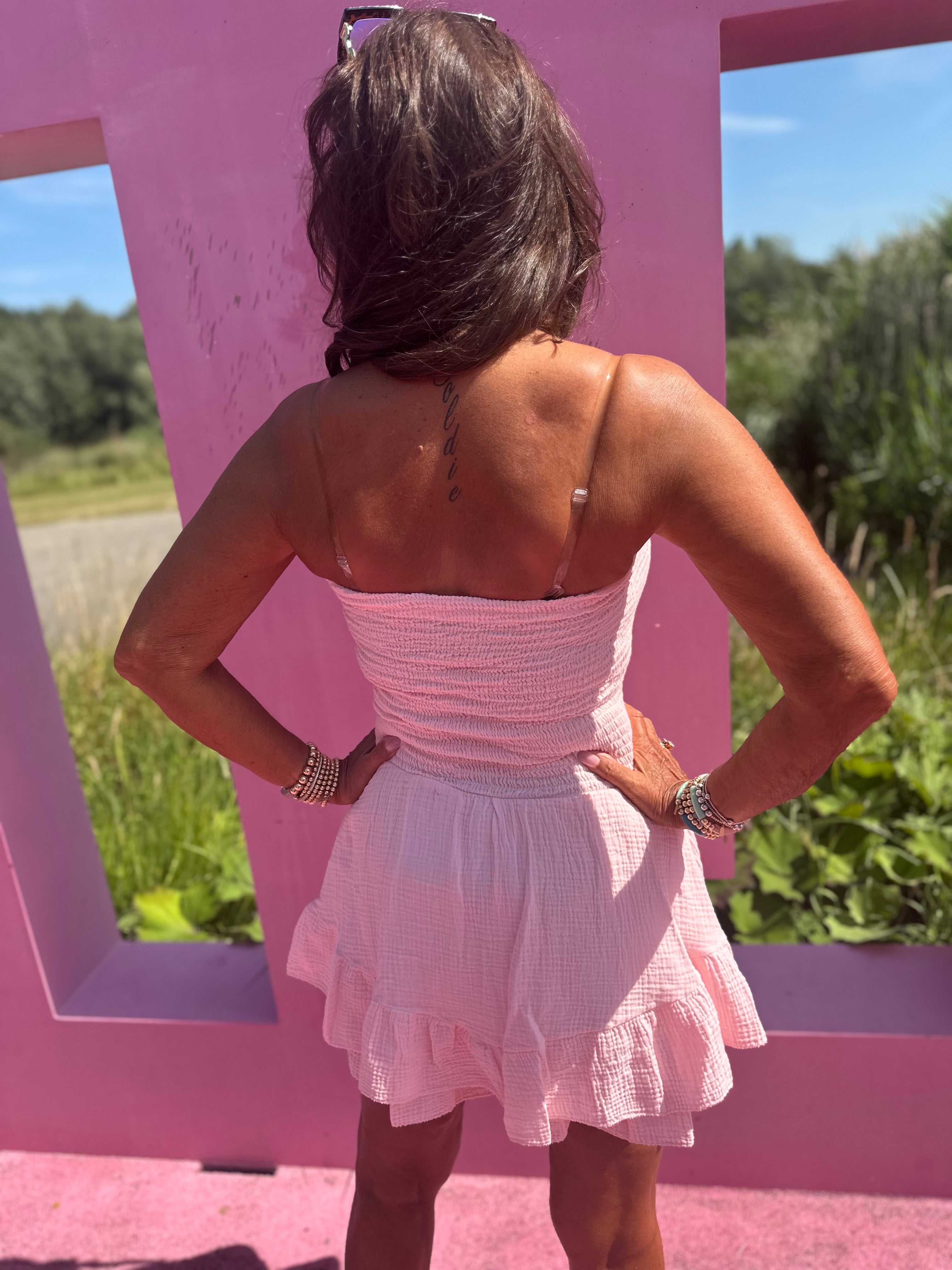 Playsuit kort "hydrofiel" zalm roze