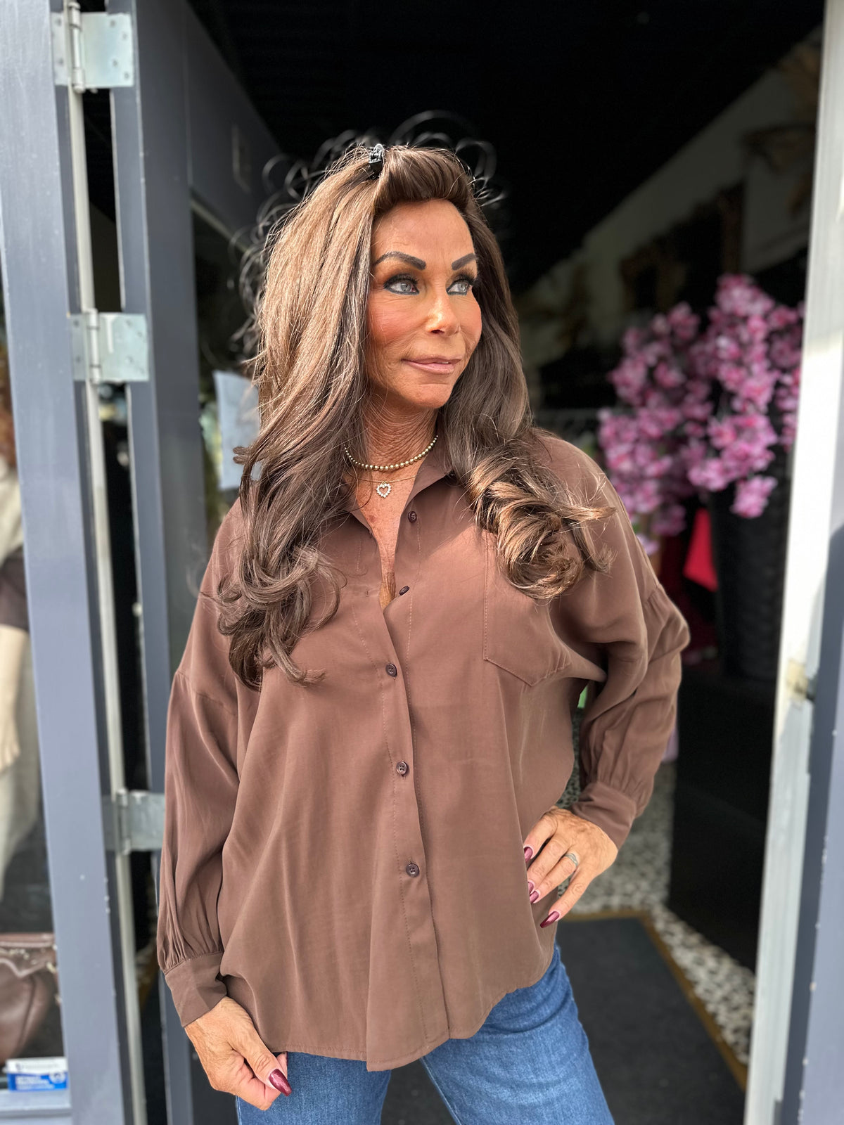 Blouse "Joulie" donkerbruin
