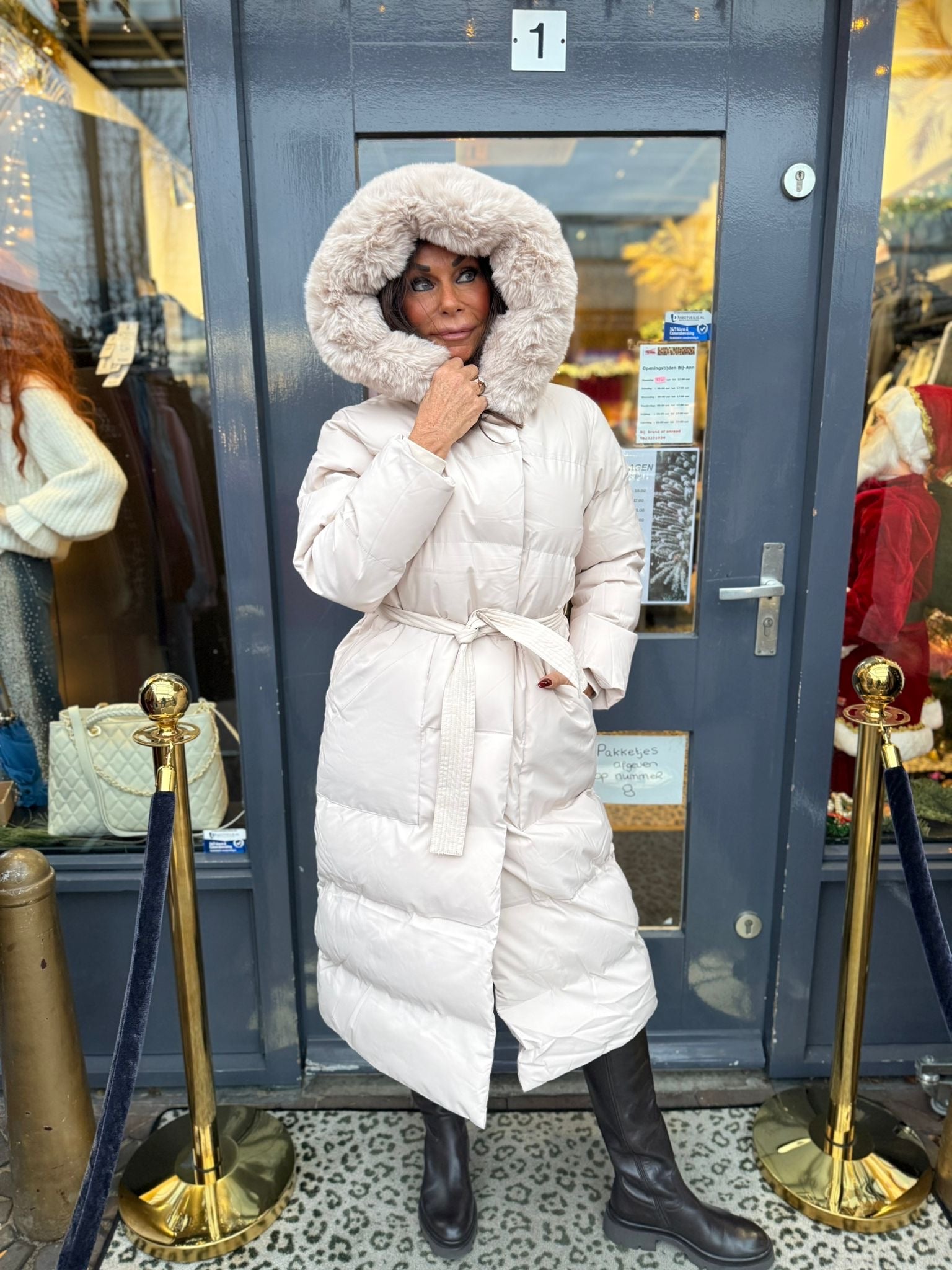 Winterjas lang “Oui” wit