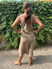 Linnen jurk Ribbon Camel