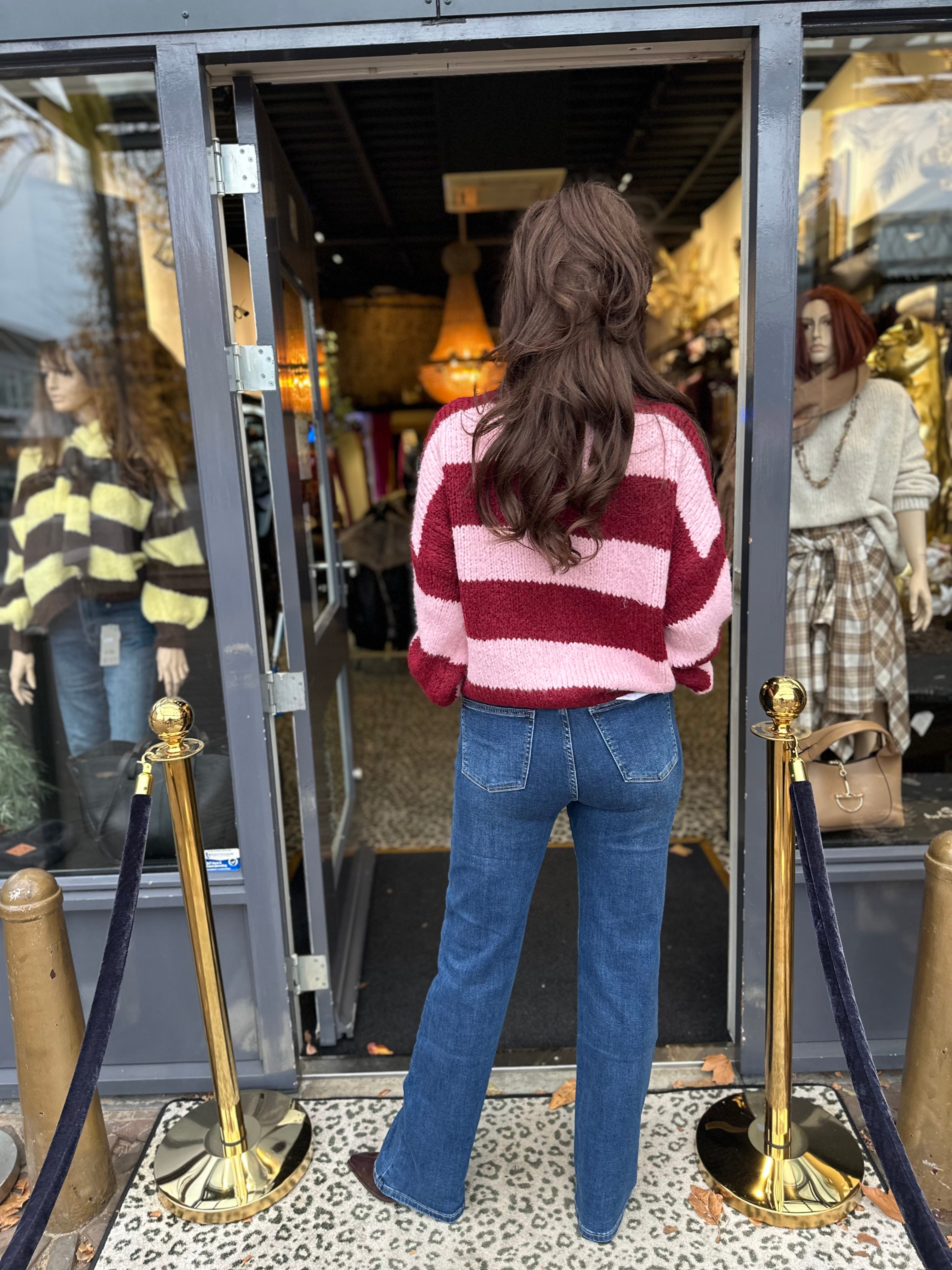 Vest met sjaal gestreept Roze/bordeaux