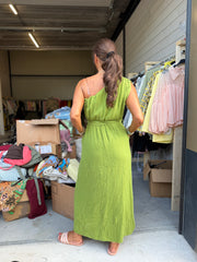 Hydrofiel Jurkje "off shoulder" olijfgroen