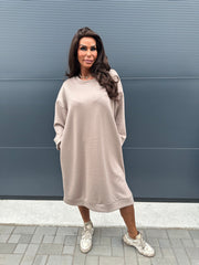 Joggingjurk lange mouw "Okay" taupe