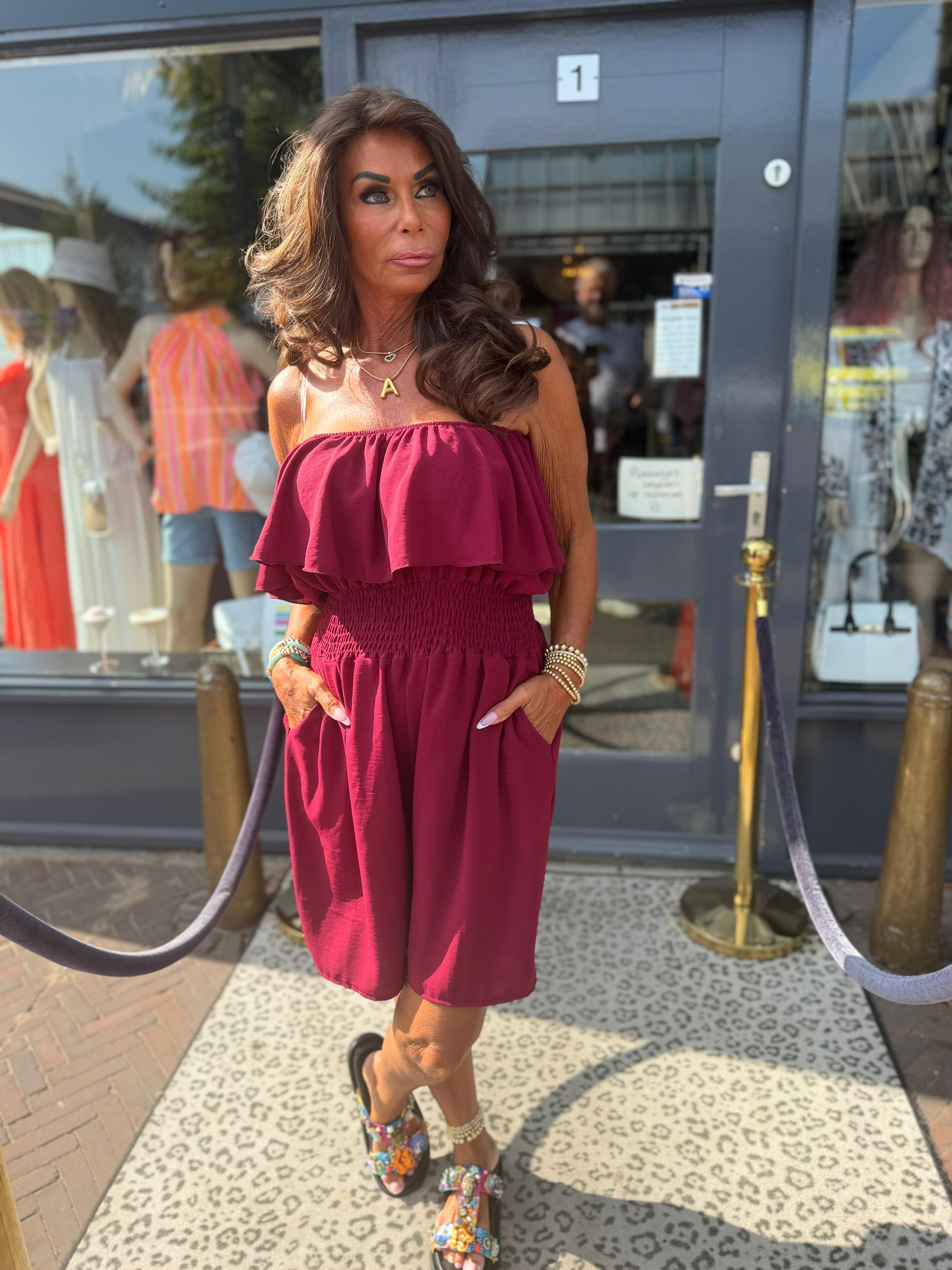 Korte jumpsuit "la vida" Bordeaux