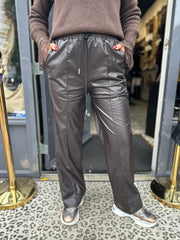 Leatherlook sky broek "Brown"