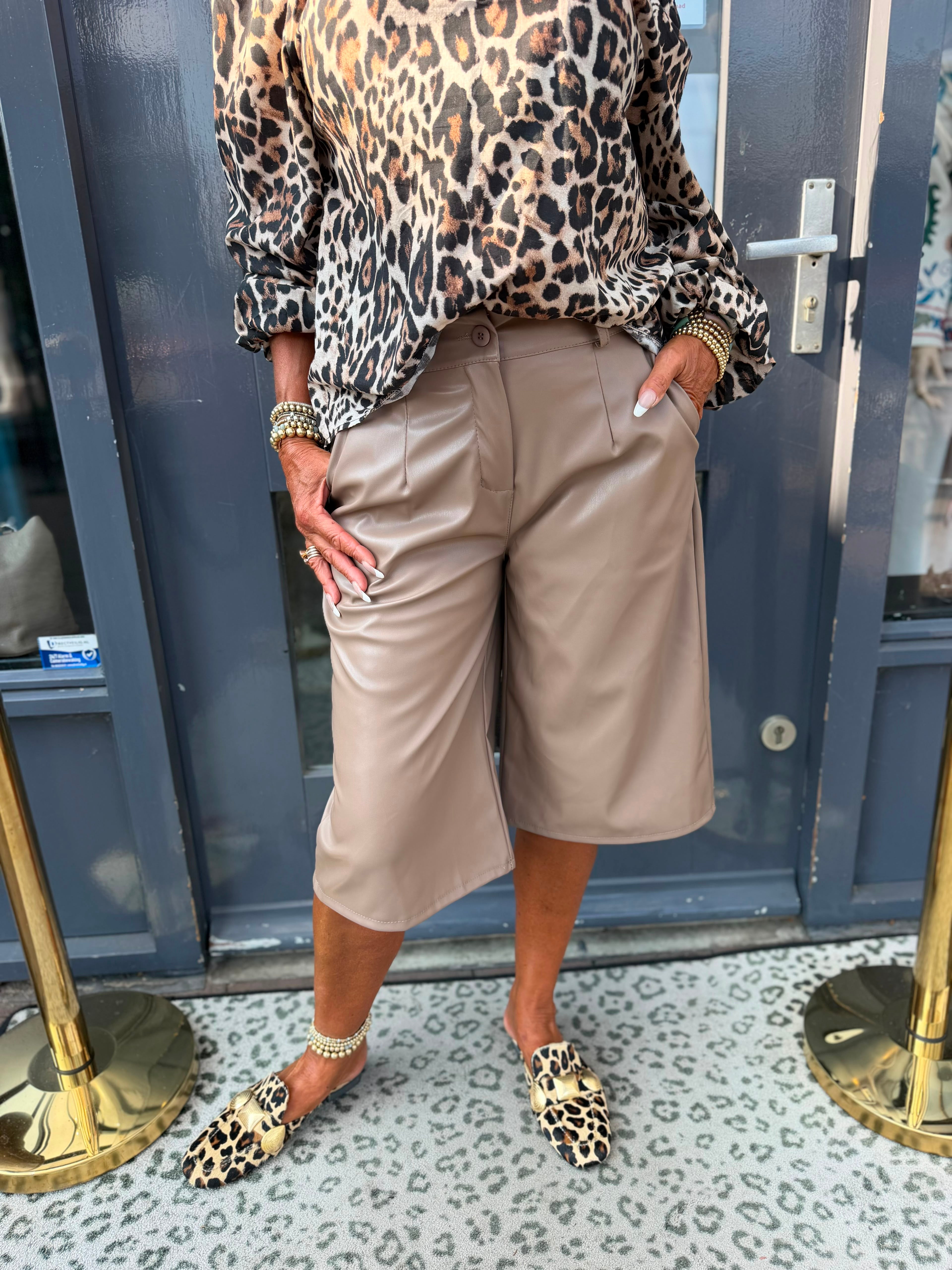 Leatherlook culotte Beige