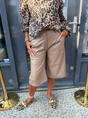 Leatherlook culotte Beige