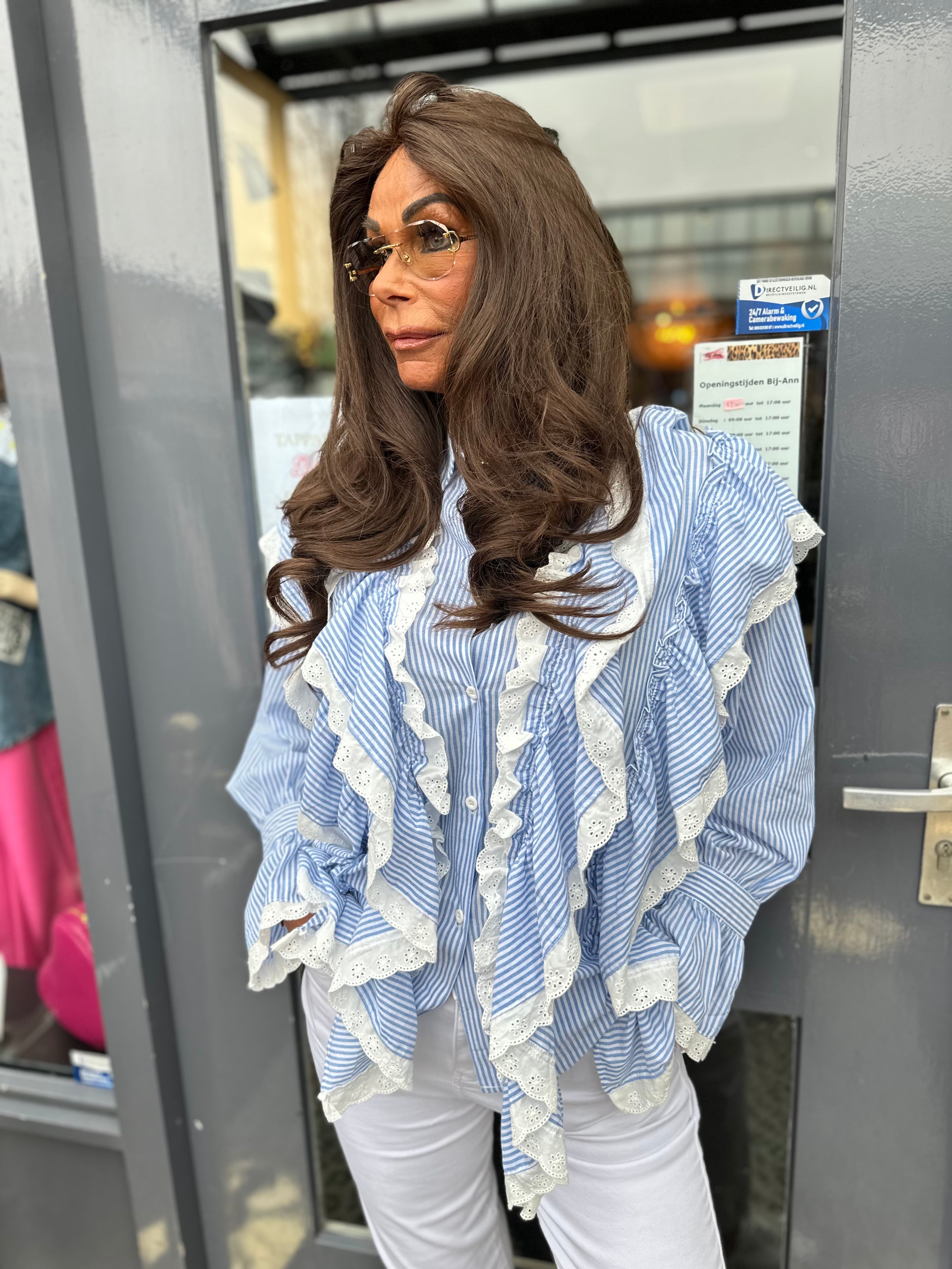 Blouse "Adriaan" blauw wit