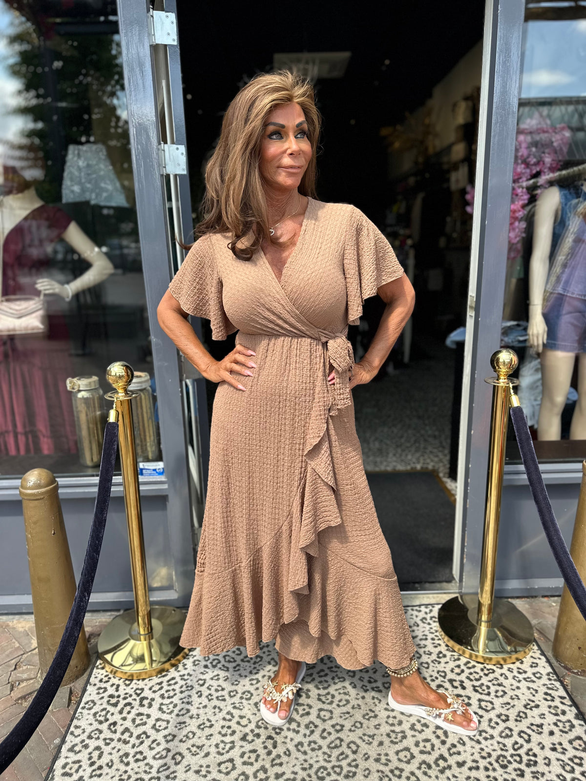 Wikkel jurk "Verona" Camel