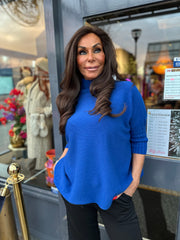 Vleermuis top met col "Kobaltblauw"