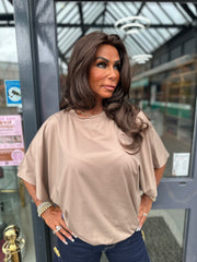 Top "Wide" vleermuismouw taupe