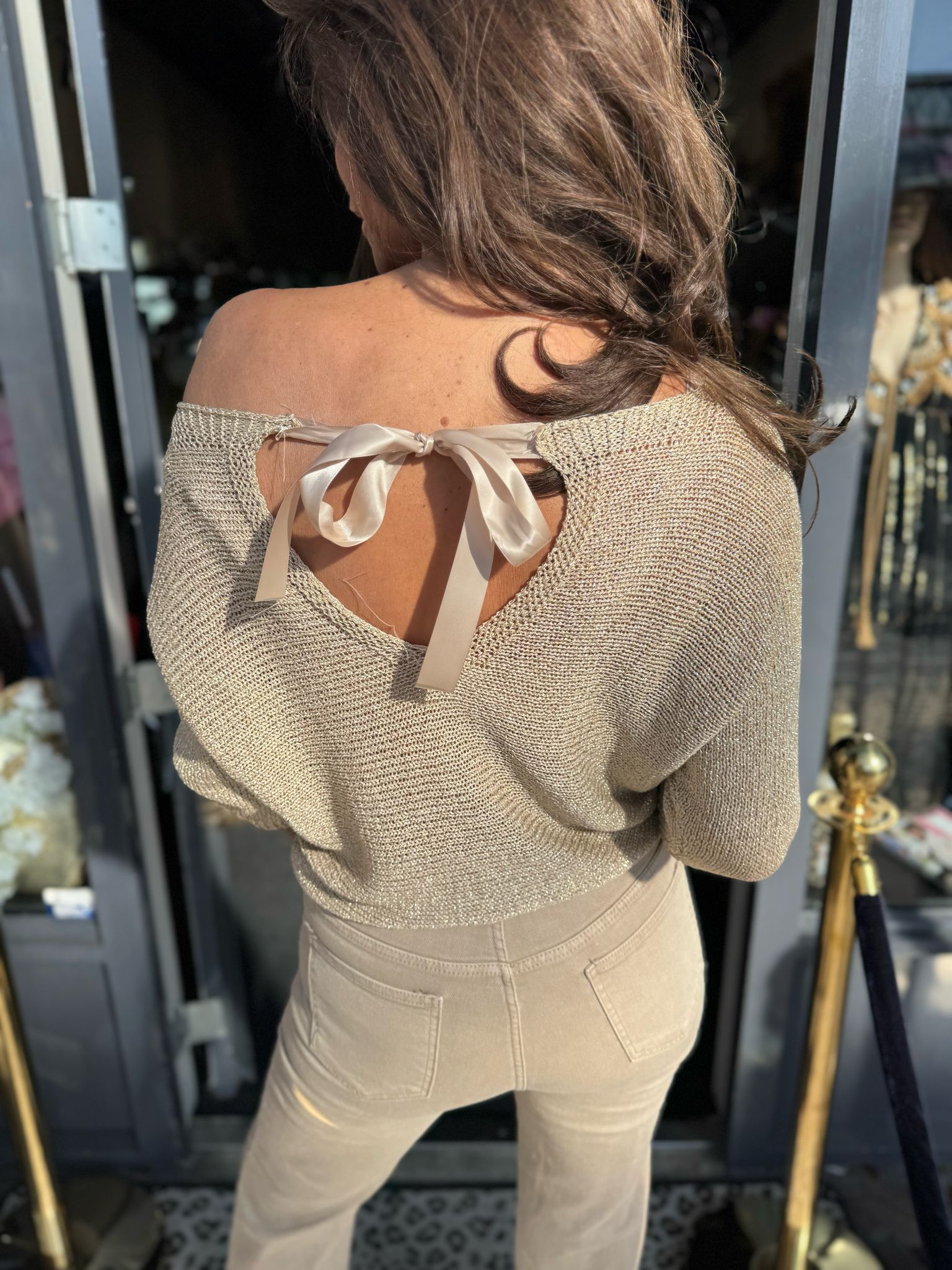 Lurex top Gold strik.