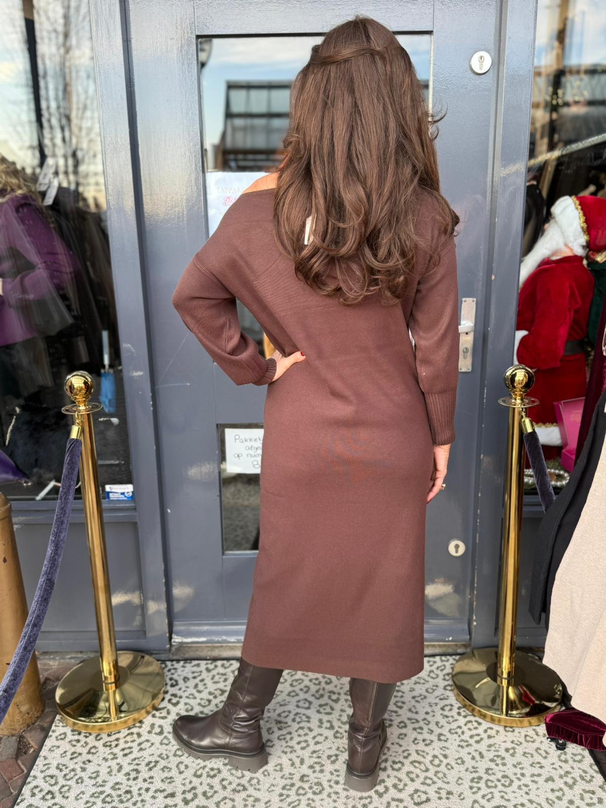 Lange jurk "Ann" Coffee