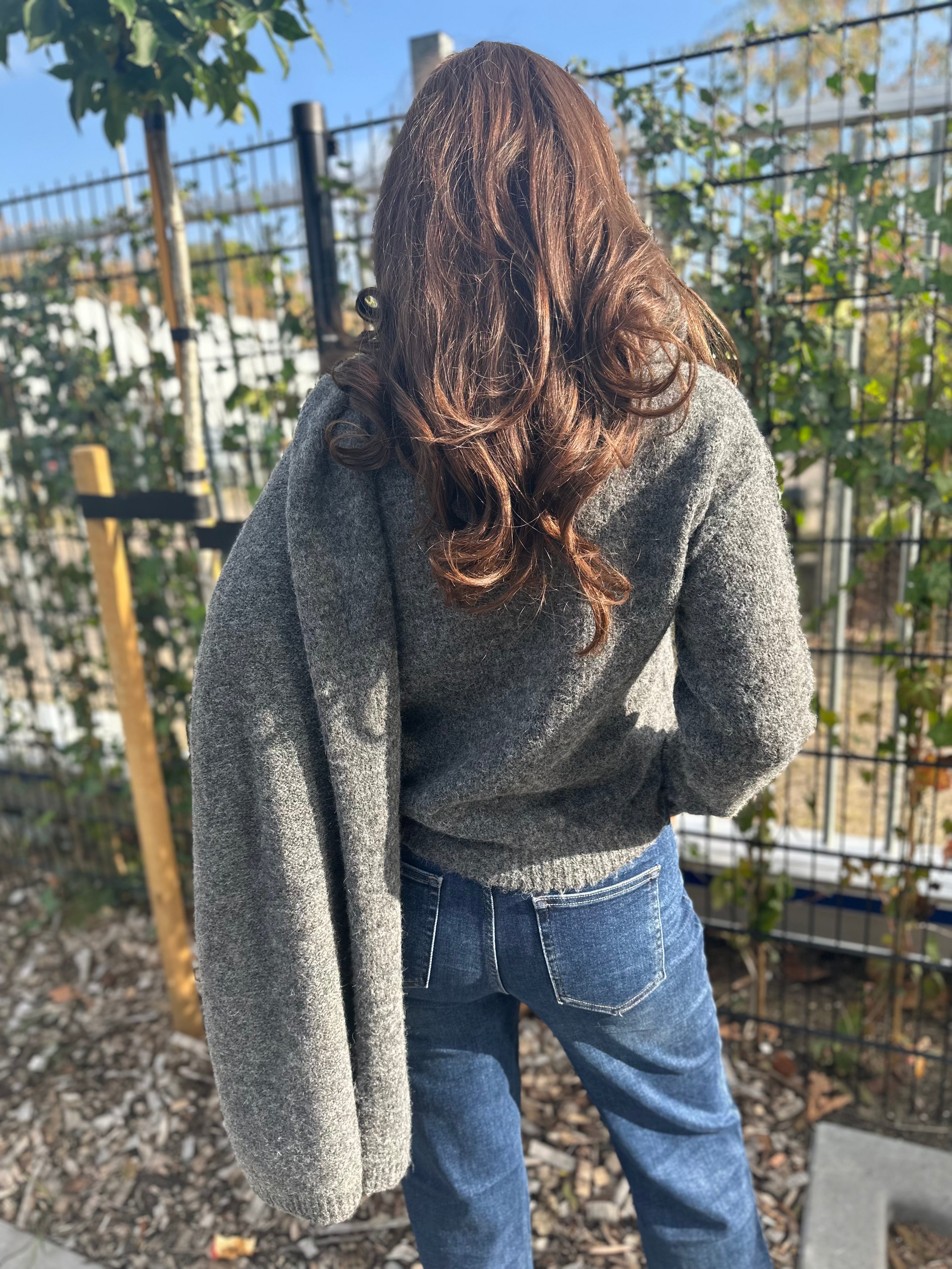 Trui met sjaal “Herfst vibes” Grijs