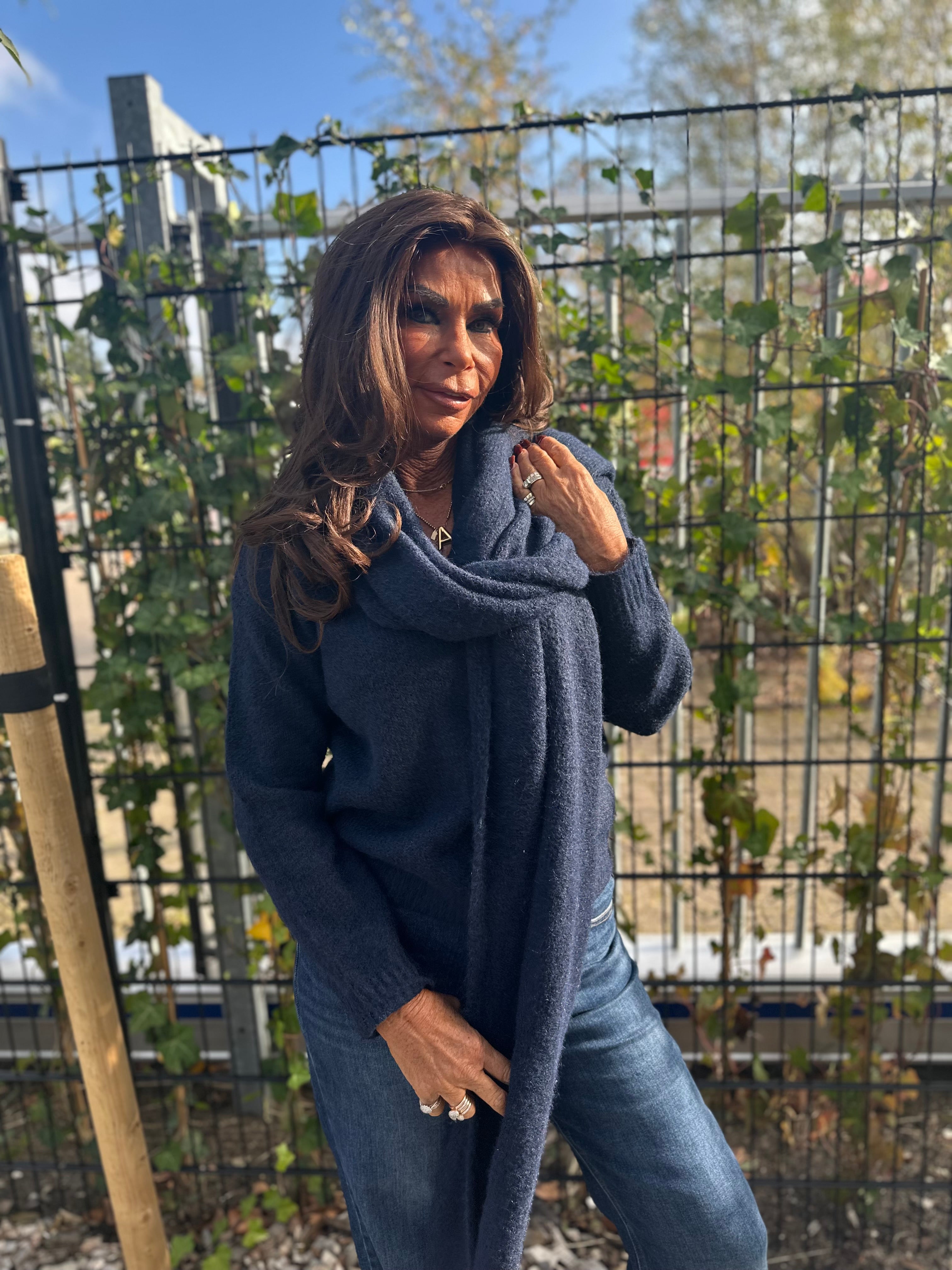 Trui met sjaal “Herfst vibes” Navy