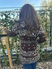 Gebreid vest "Paisley" Bruin/Beige