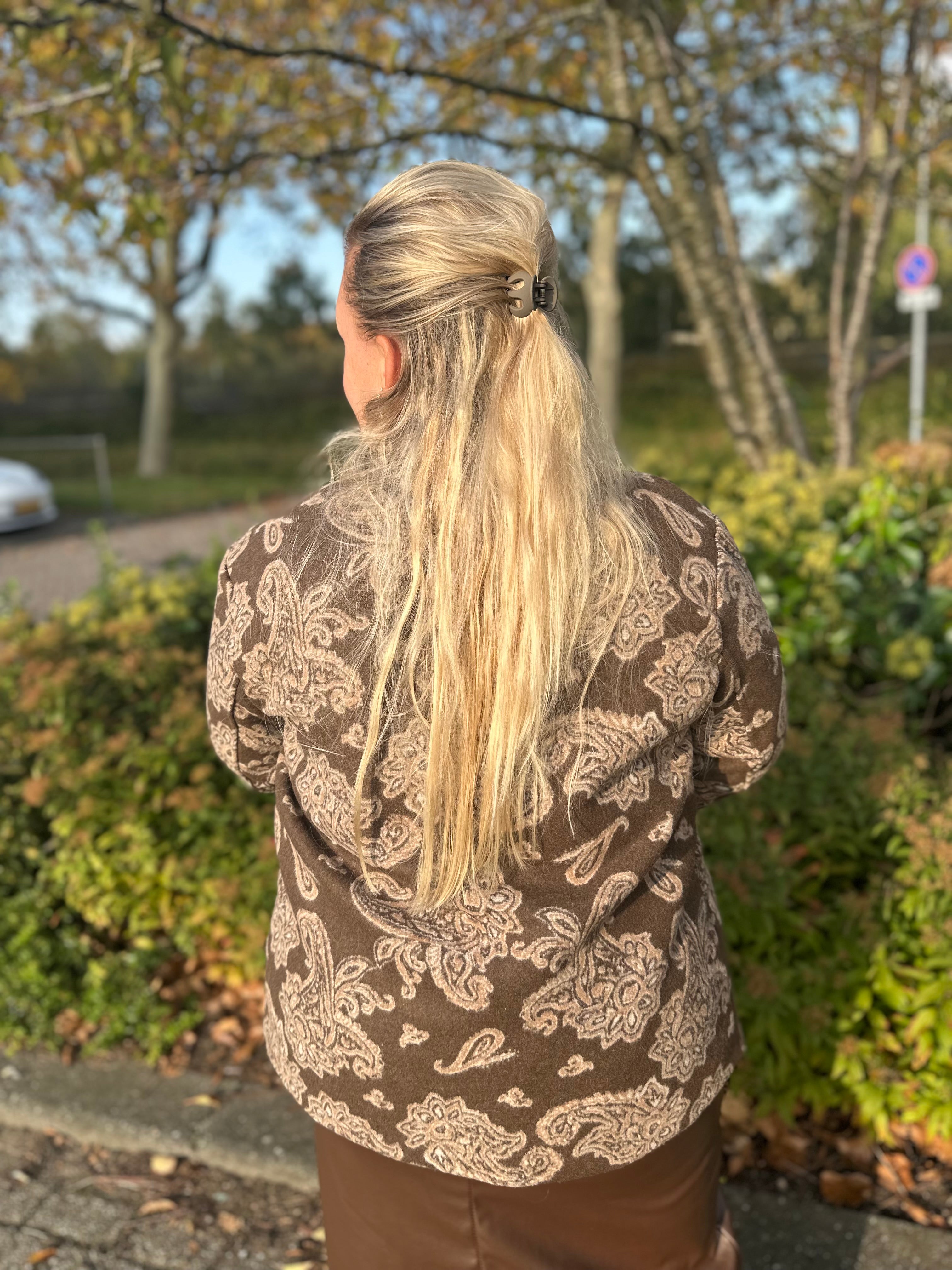 Gevoerd jasje Paisleyprint bruin